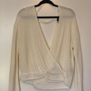 Deep-V Cream Sweater